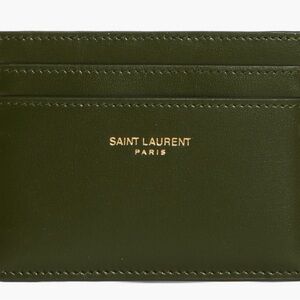 Saint Laurent Olive Card Holder with Gold Logo